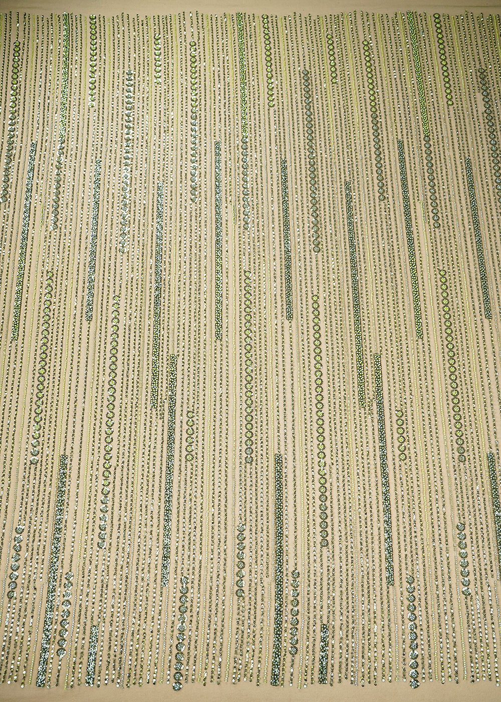 Mehendi Green Imported Net Fabric with Allover Sequins and Bead Work 19728