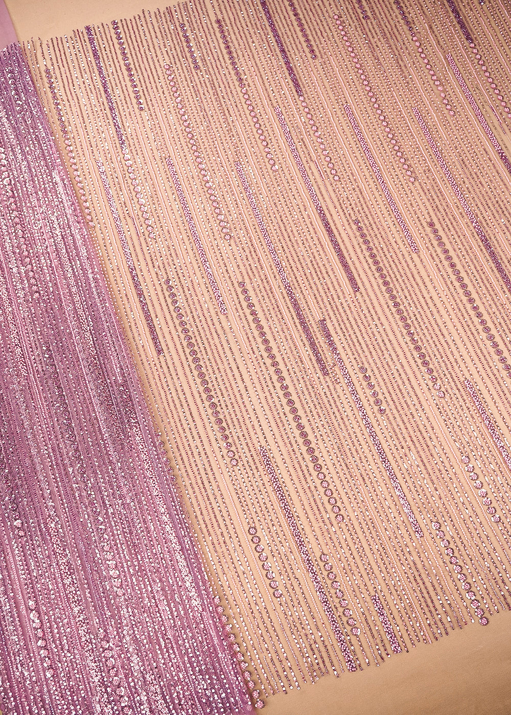 Pink Imported Net Fabric with Allover Bead & Sequins Work 19729