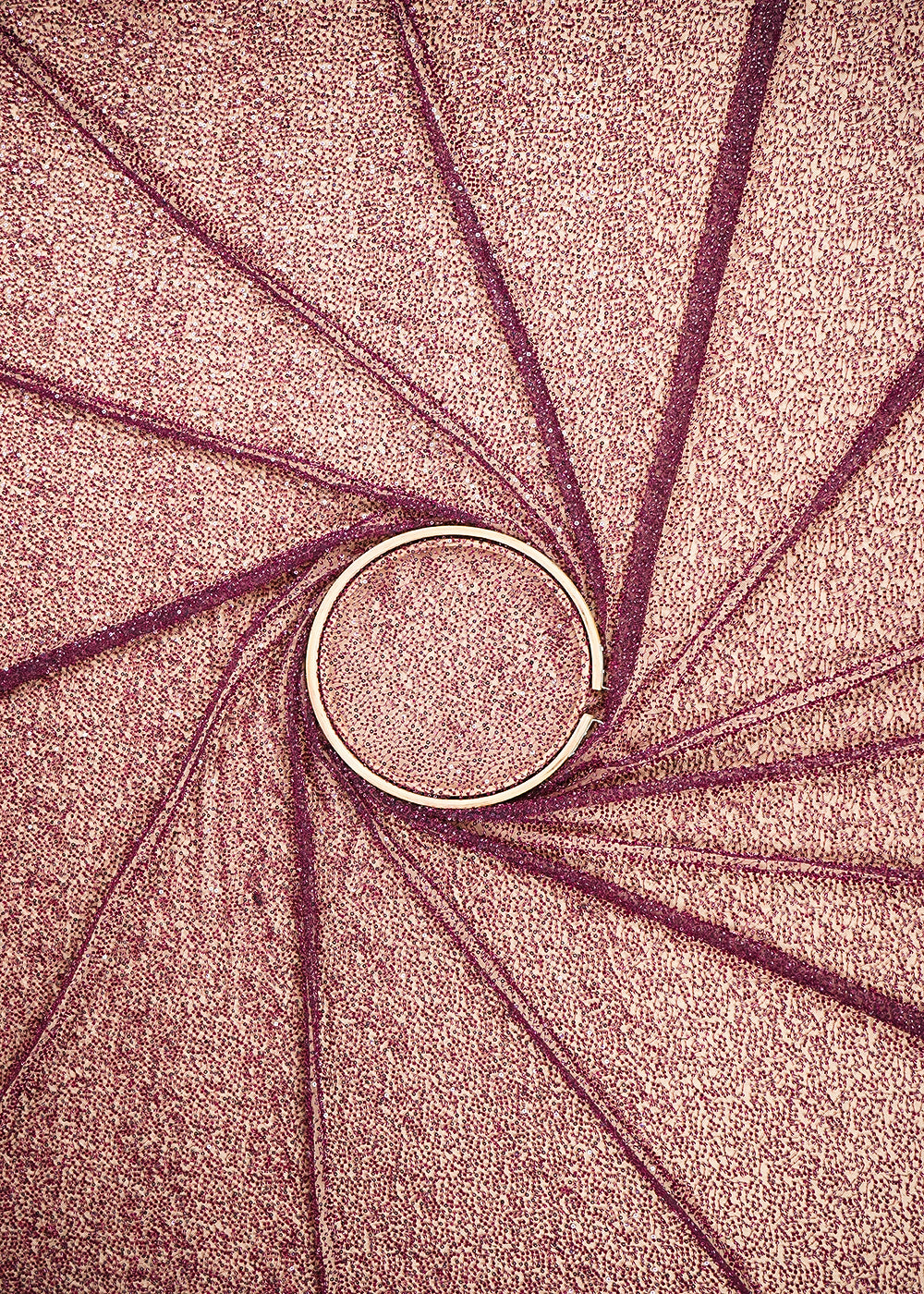 Wine Imported Net Fabric with Allover Sequins and Bead Work 19750