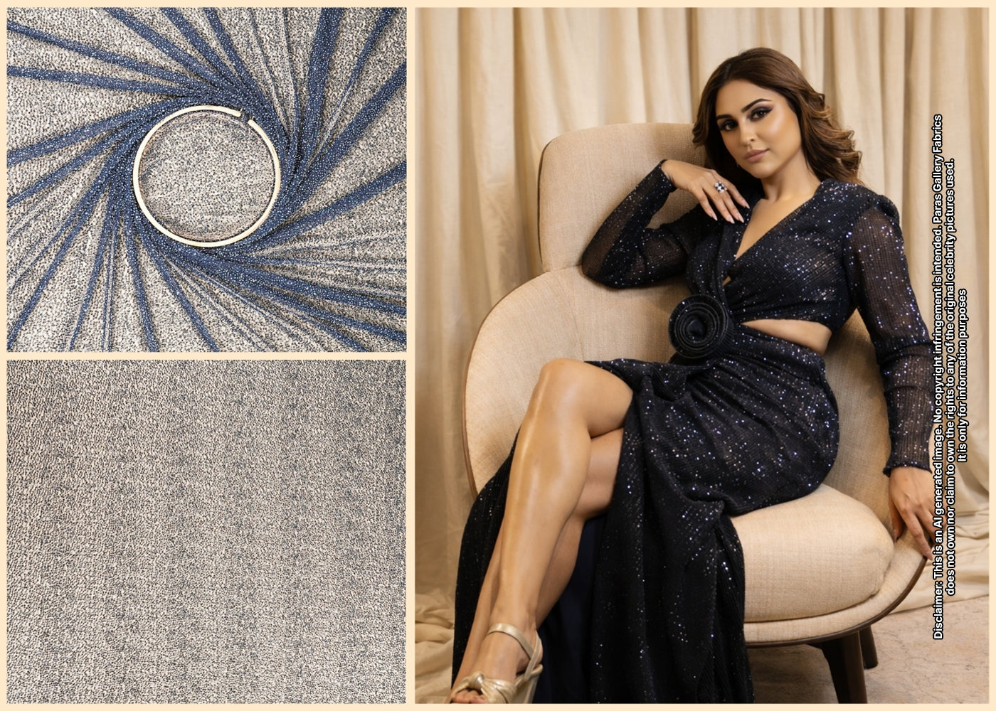 Krystle D'Souza Inspired Edition | Navy Blue Embroidered Net Unstitched Fabric 19751