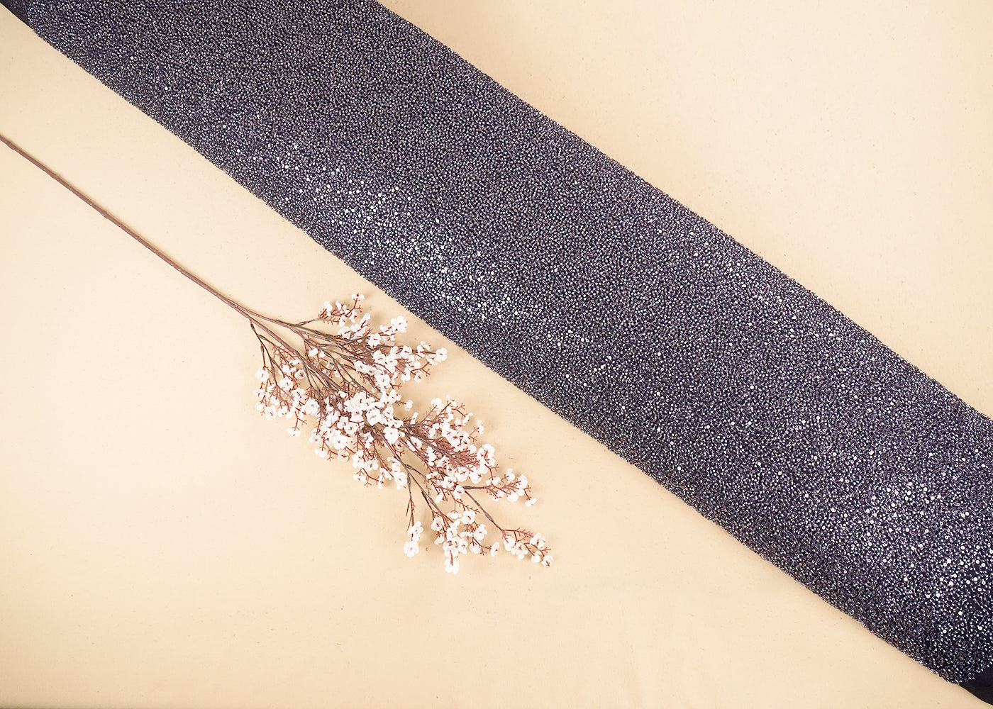 Purple Mauve Imported Net Fabric with Allover Sequins and Bead Work 19753