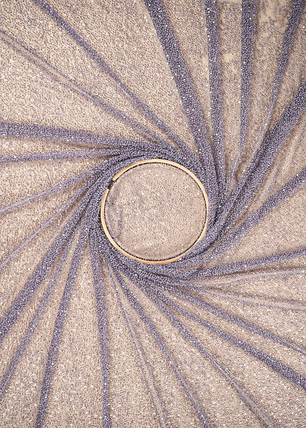 Purple Mauve Imported Net Fabric with Allover Sequins and Bead Work 19753