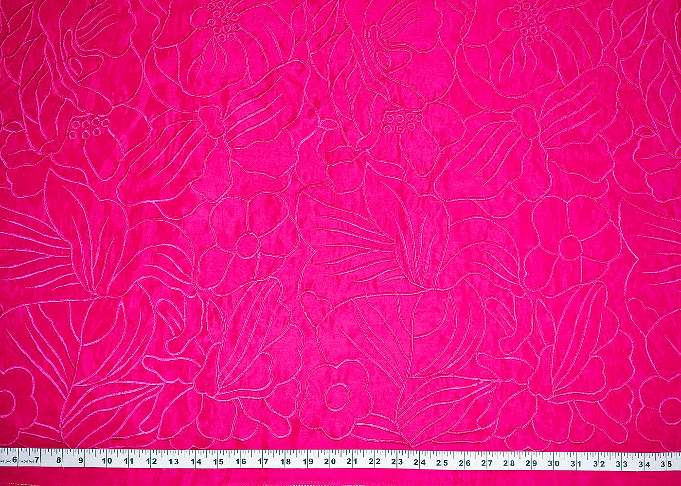 Pink Organza Fabric with Allover Thread Work 19769