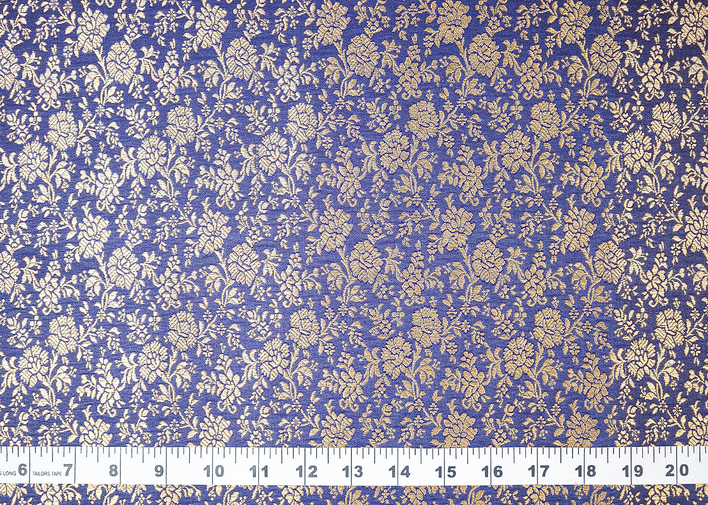Navy Blue Banarasi Brocade Fabric With All Over Golden Zari Handloom 19469