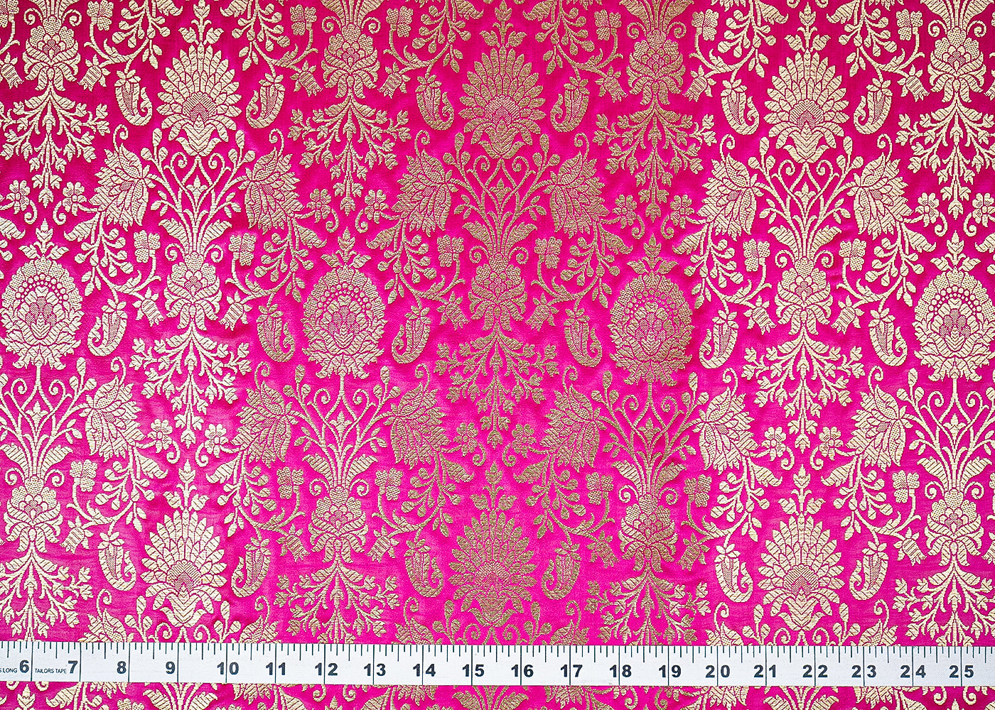 Pink Banarasi Brocade Fabric with Allover Golden Zari Handloom 19776