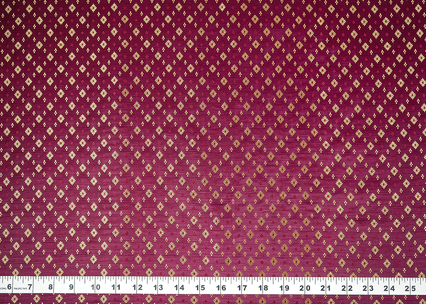Wine Banarasi Brocade Fabric with Allover Golden Zari Handloom 19785