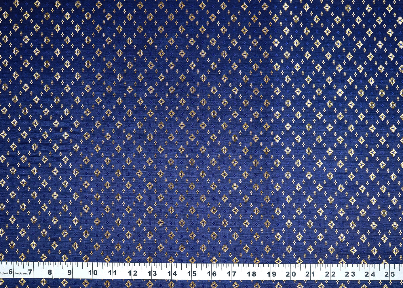 Navy Blue Banarasi Brocade Fabric with Allover Golden Zari Handloom 19787