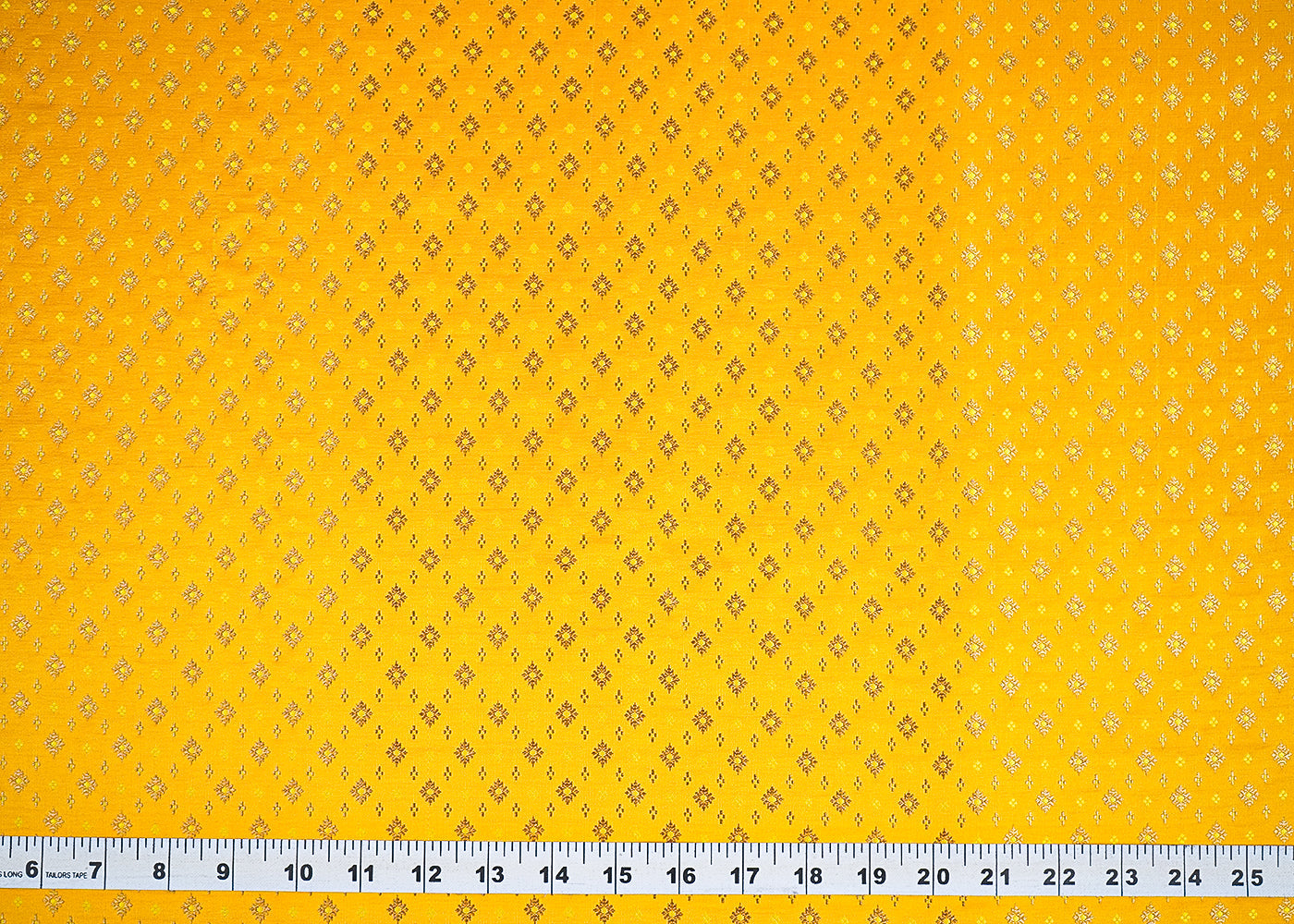 Yellow Banarasi Brocade Fabric with Allover Golden Zari Handloom 19788