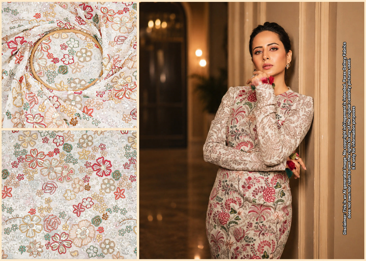 Sargun Mehta Inspired Edition | White Embroidered Georgette Unstitched Fabric 19794