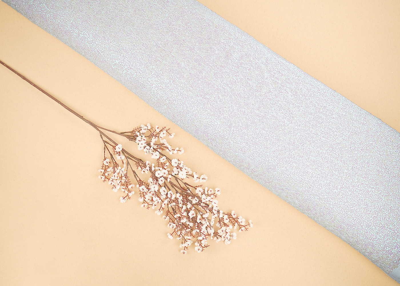 White Georgette Fabric With All Over Rainbow Sequins Work 19827