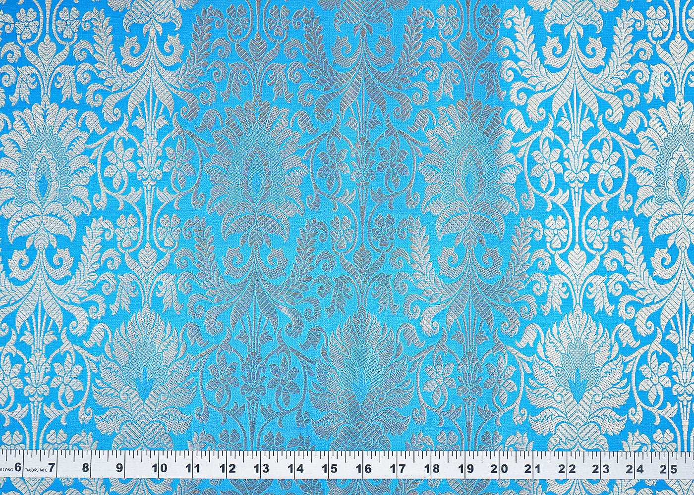Light Blue Banarasi Brocade Fabric with Allover Golden Zari Handloom 19877
