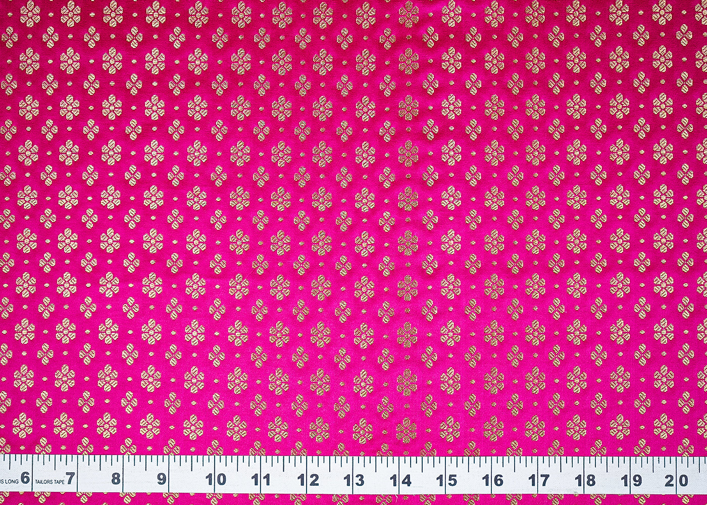 Rani Pink Banarasi Brocade Fabric with Allover Golden Zari Handloom 19887