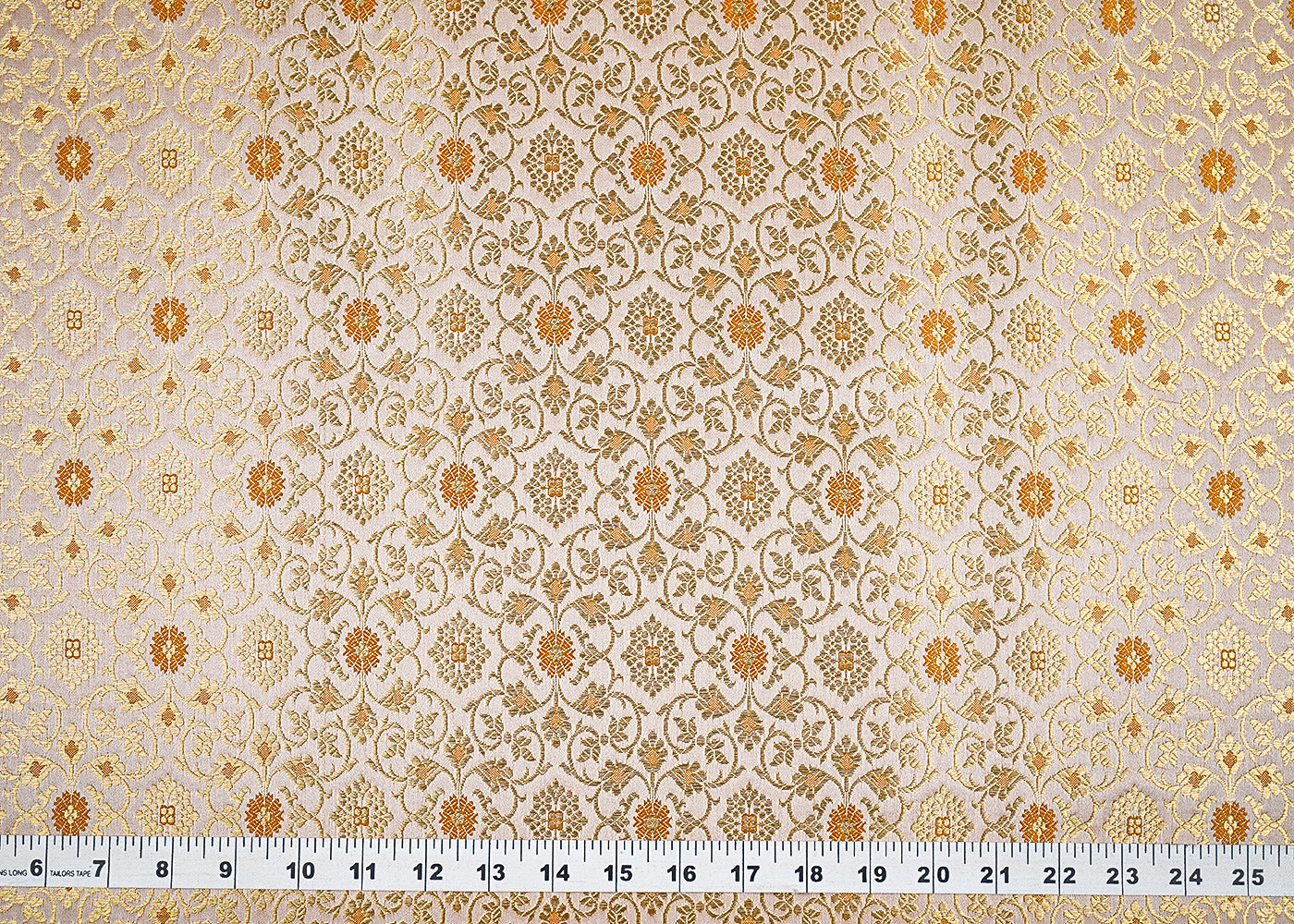 Light Gold Banarasi Brocade Fabric with Allover Golden Zari Handloom 19907