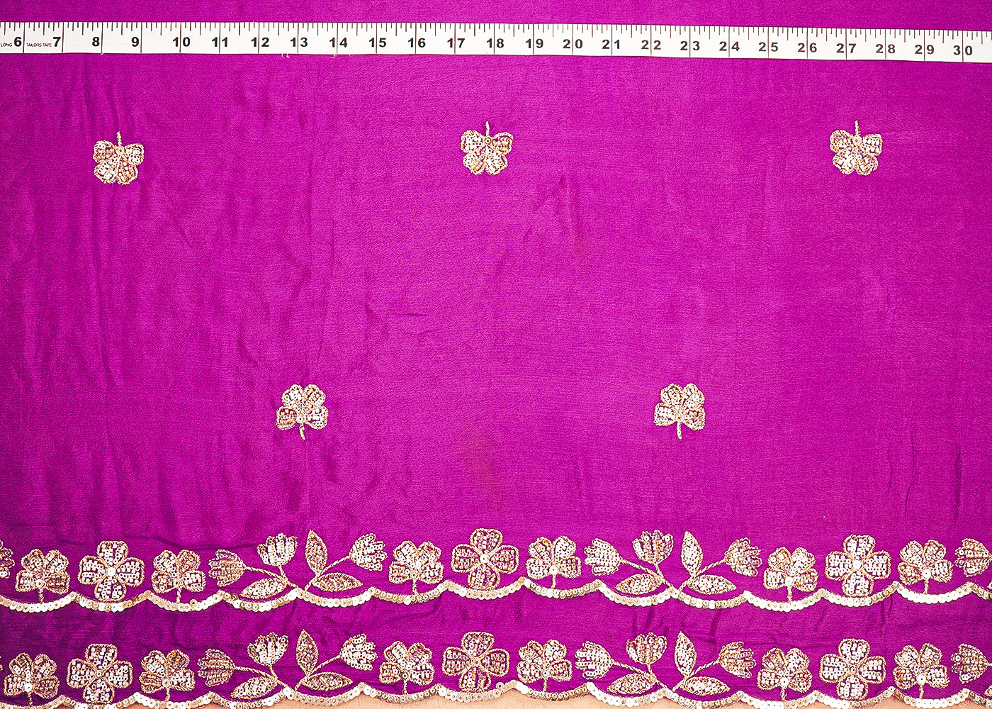 Purple Chinon Chiffon Dupatta Fabric With All Over Sequins, Bead And Zari With Two Side Border 19959