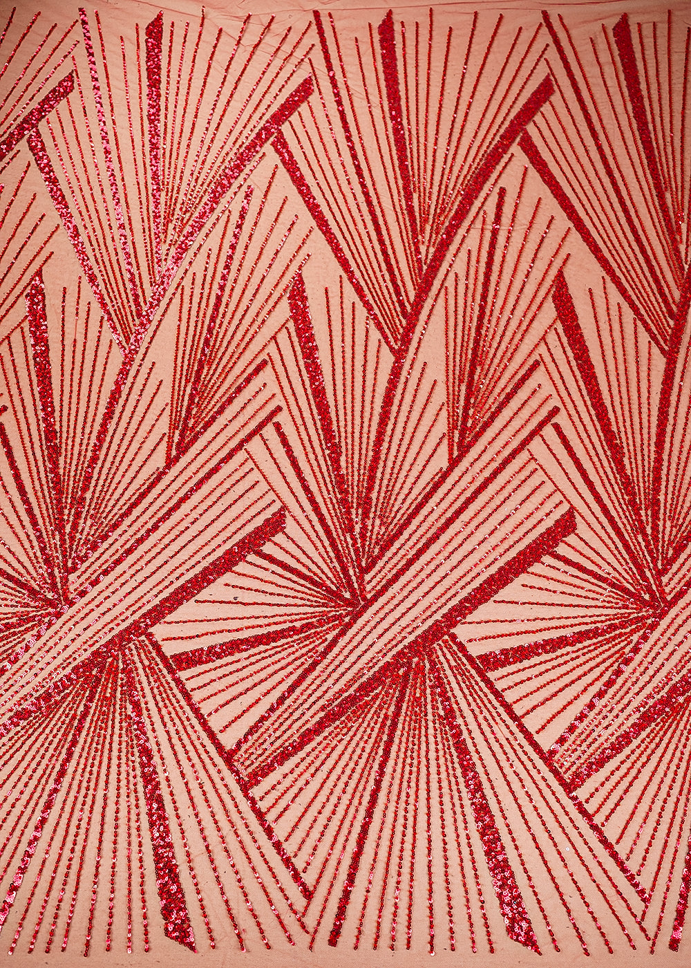 Red Imported Net Fabric With Allover Sequins & Bead Work 20007