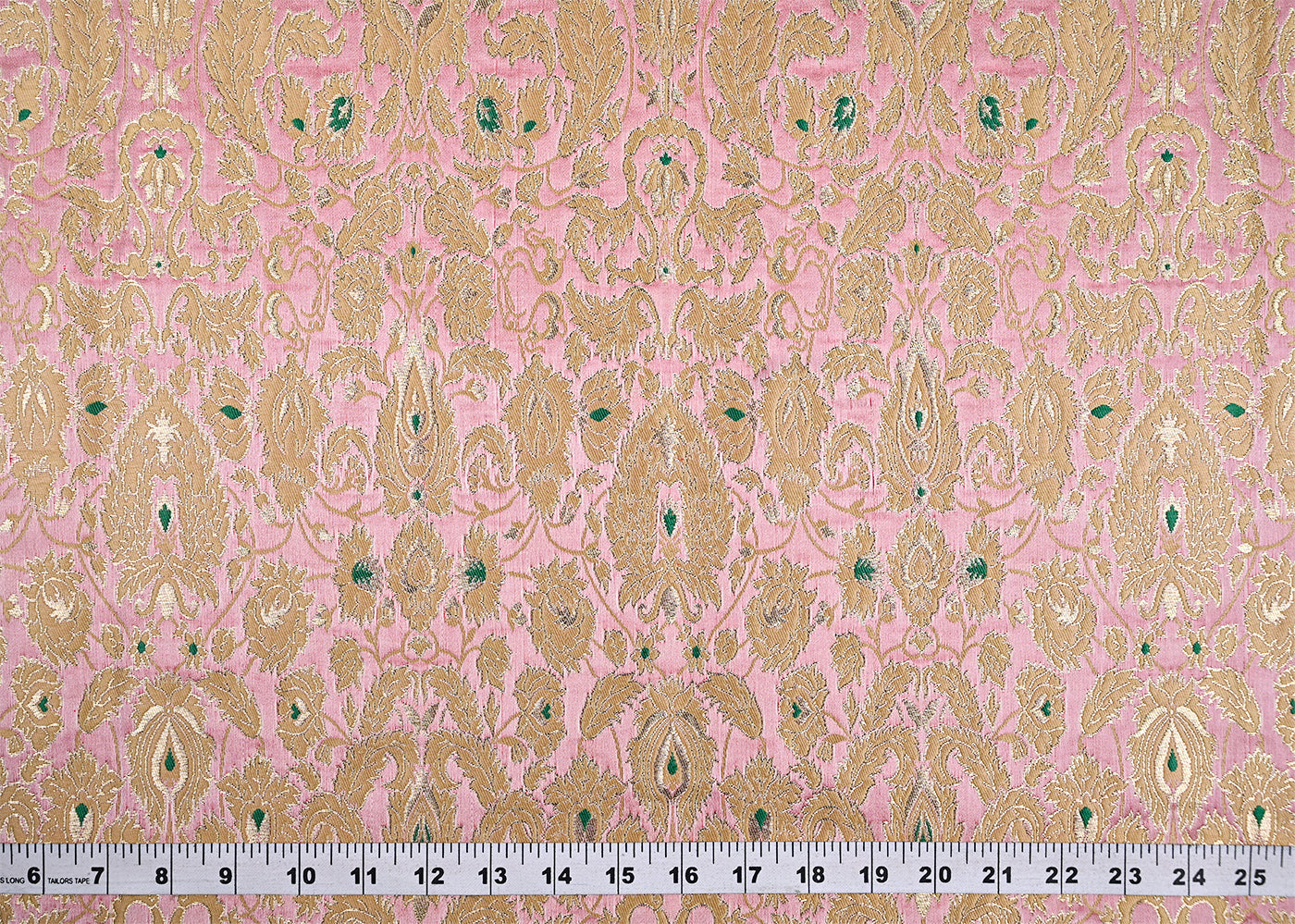 Light Pink Pure Banarasi Brocade Fabric With Thread And Zari Handloom 20011