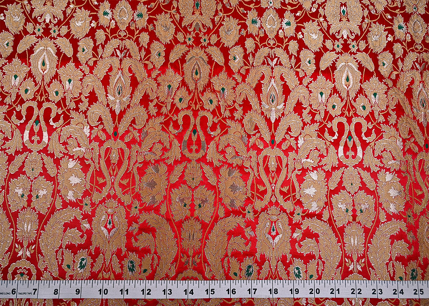 Red Pure Banarasi Brocade Fabric With Thread And Zari Handloom 20012