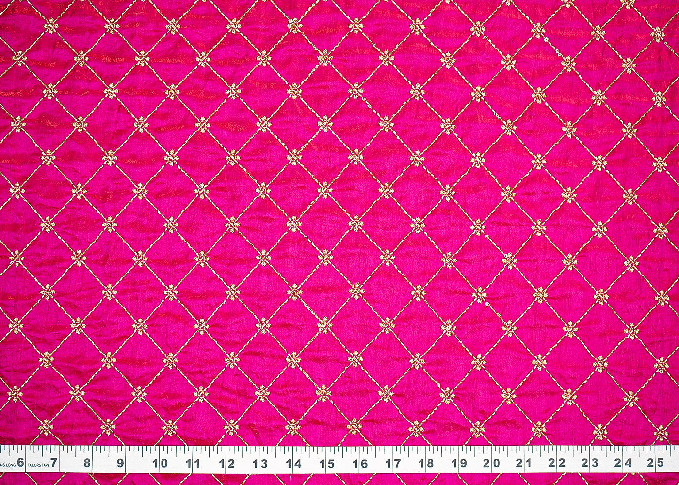 Magenta Diamond Silk Fabric With All Over Zari And Katdana Work 20110