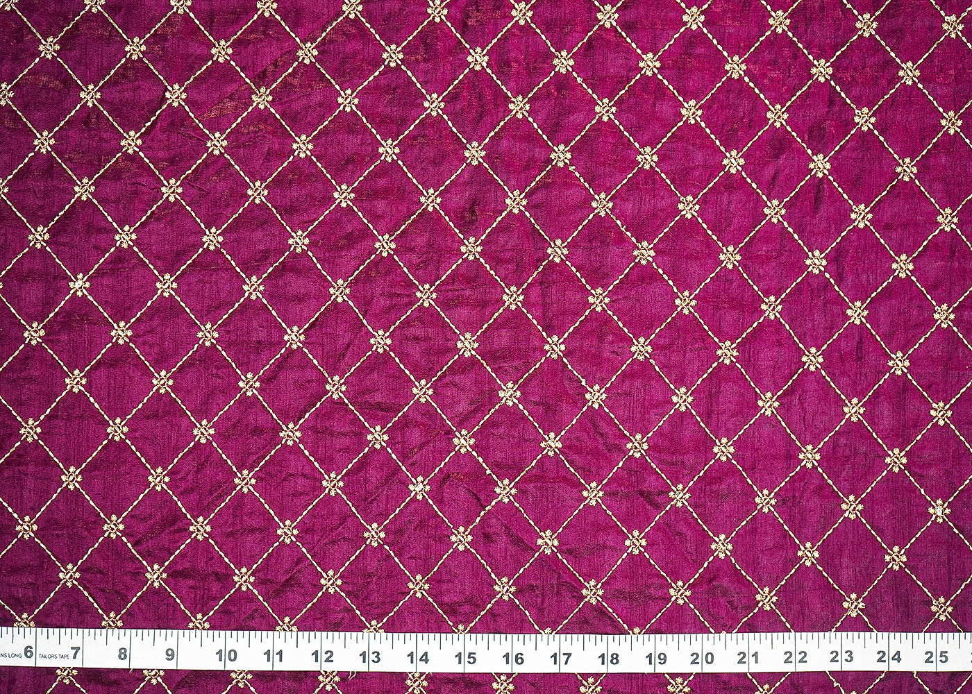 Wine Diamond Silk Fabric With All Over Zari And Katdana Work 20111