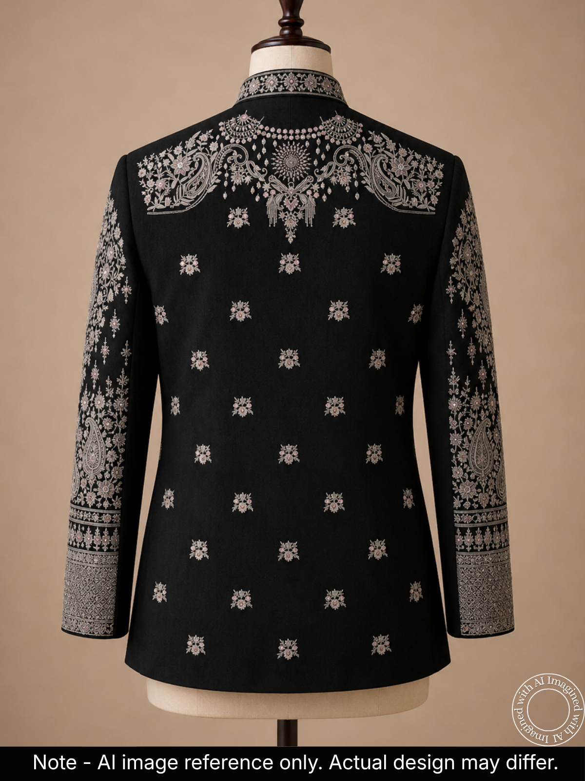 the-riwaayat-a-unstitched-black-jodhpuri-jacket-fabric-for-men-20128-back-view