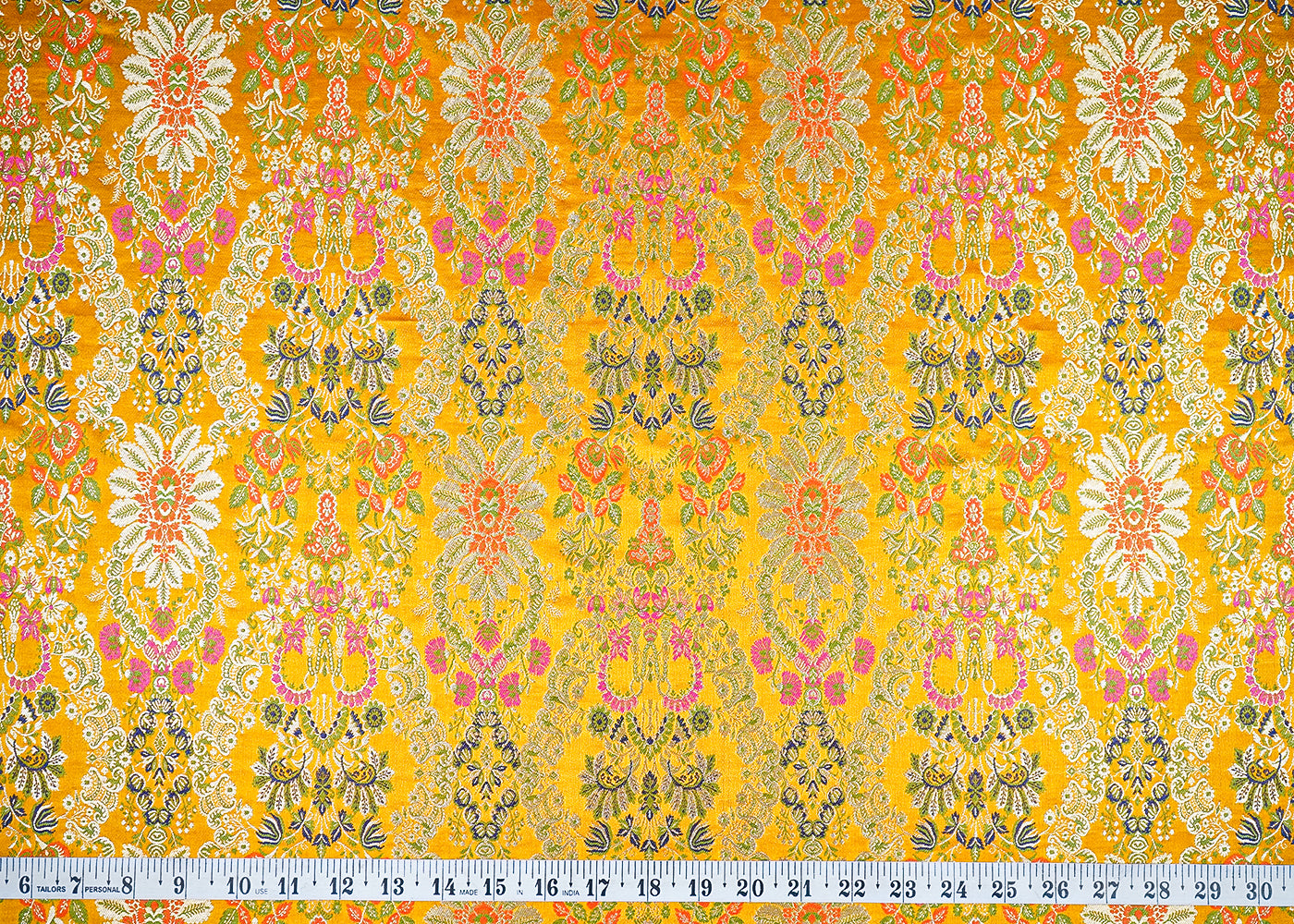 Mustard Pure Banarasi Brocade Fabric with Allover Golden Zari Handloom 20439