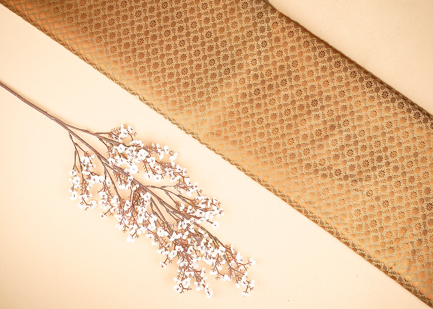 Cream-Banarasi-Brocade-Fabric-With-All-Over-Coper-Zari-Handloom-20140