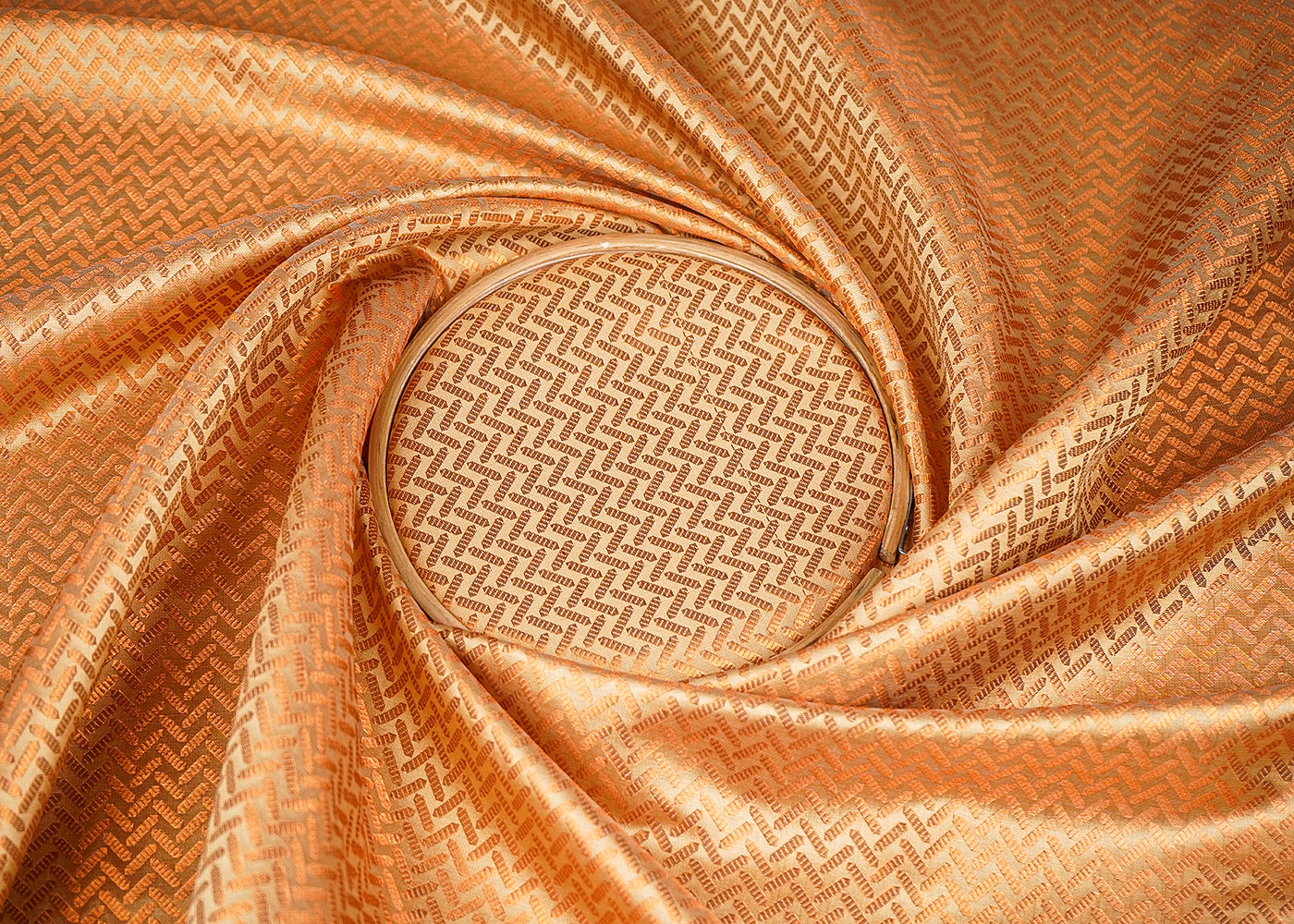 Cream-Banarasi-Brocade-Fabric-With-All-Over-Coper-Zari-Handloom-20143-close-view