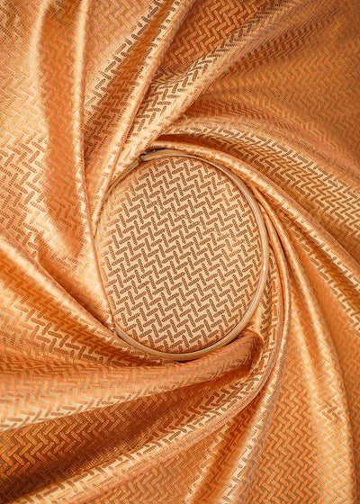 Cream Banarasi Brocade Fabric With All Over Coper Zari Handloom 20143