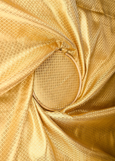Golden Banarasi Brocade Fabric With All Over Golden Zari Handloom 20145