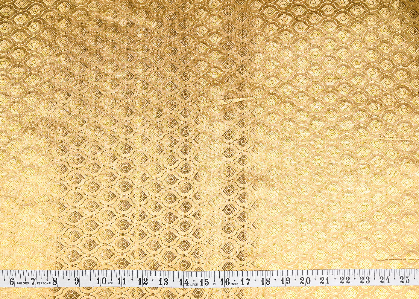 Golden Banarasi Brocade Fabric With All Over Golden Zari Handloom 20147