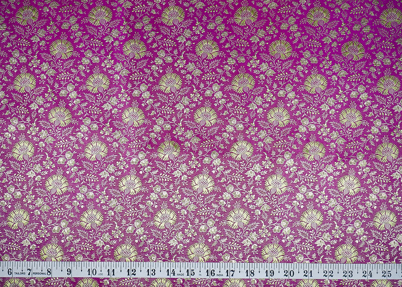Purple Banarasi Brocade Fabric With Zari Handloom 20187