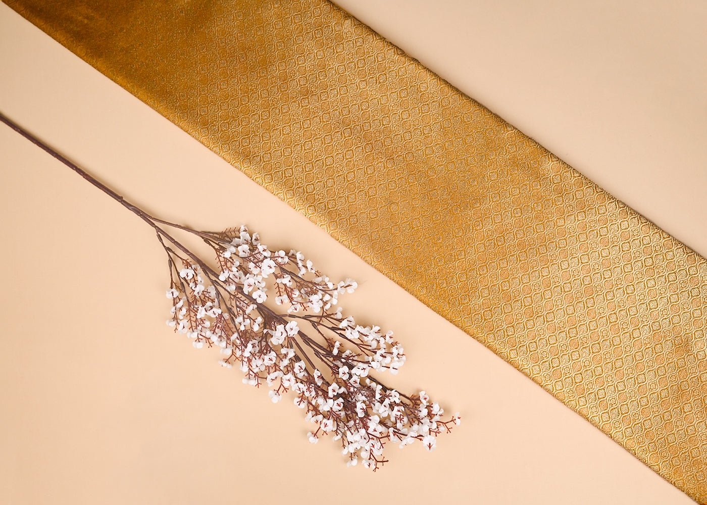 Mustard Banarasi Brocade Fabric With Zari Handloom 20192