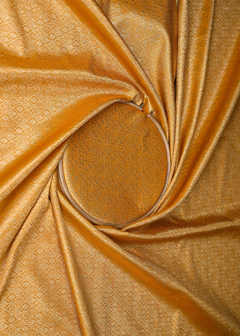 Mustard Banarasi Brocade Fabric With Zari Handloom 20192