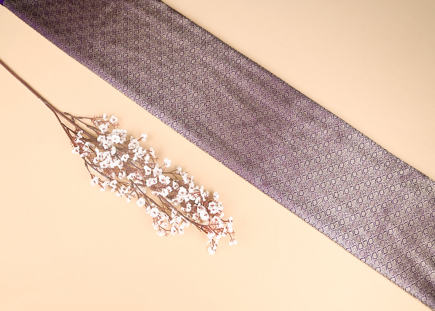 Purple Banarasi Brocade Fabric With Zari Handloom 20194