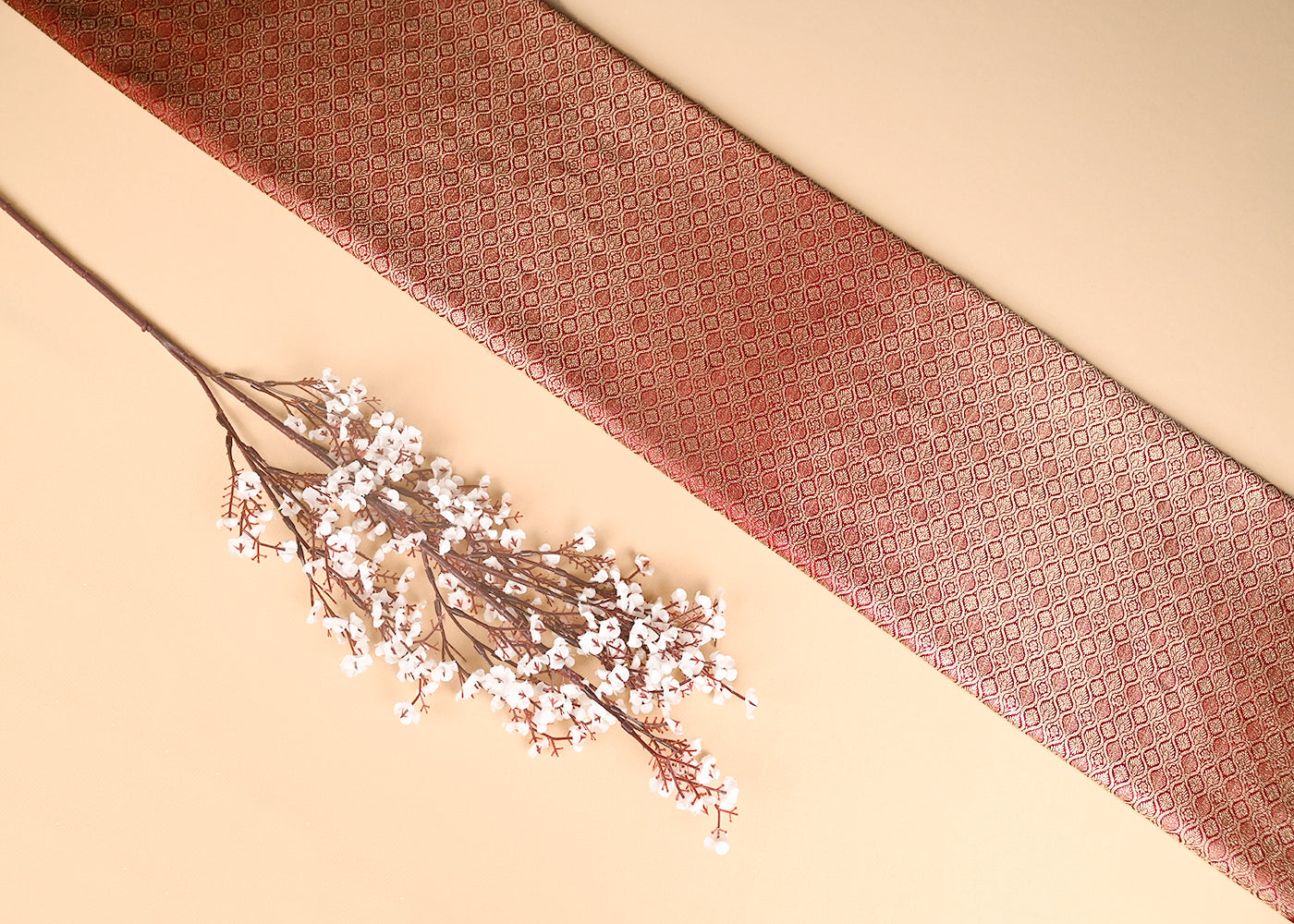 Maroon Banarasi Brocade Fabric With Zari Handloom 20195