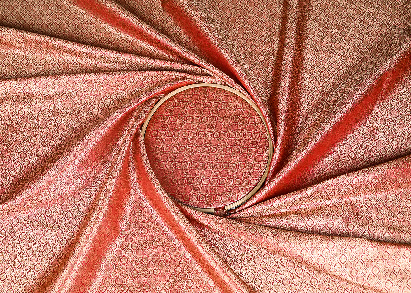 Maroon Banarasi Brocade Fabric With Zari Handloom 20195