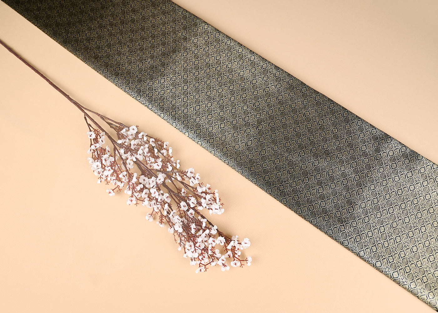 Black Banarasi Brocade Fabric With Zari Handloom 20196