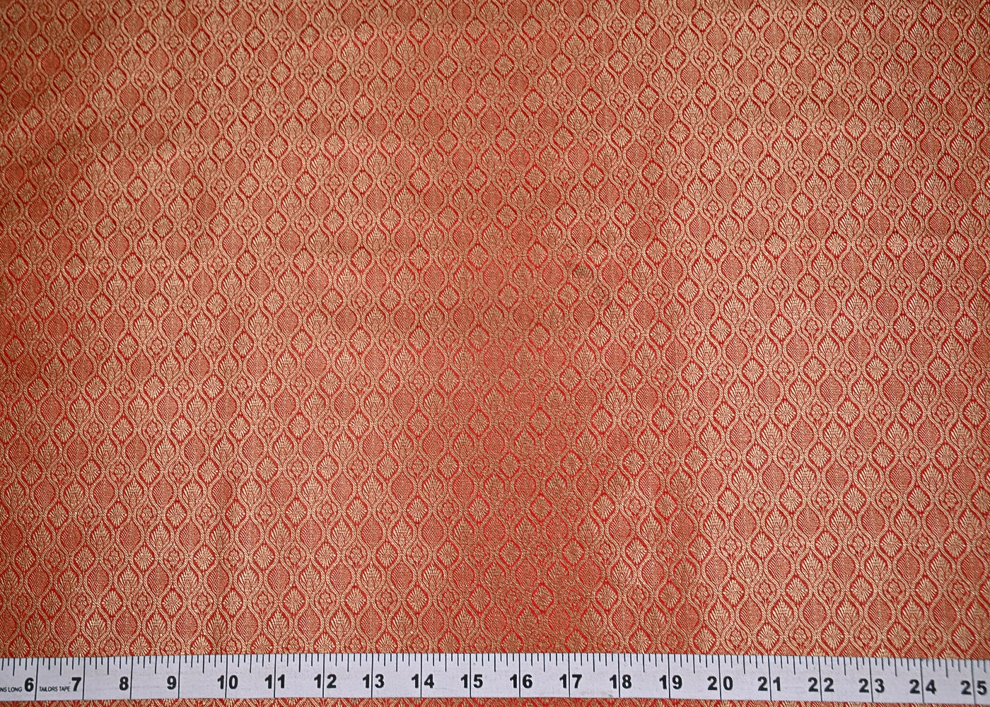 Red Banarasi Brocade Fabric With Golden Zari Handloom 20197
