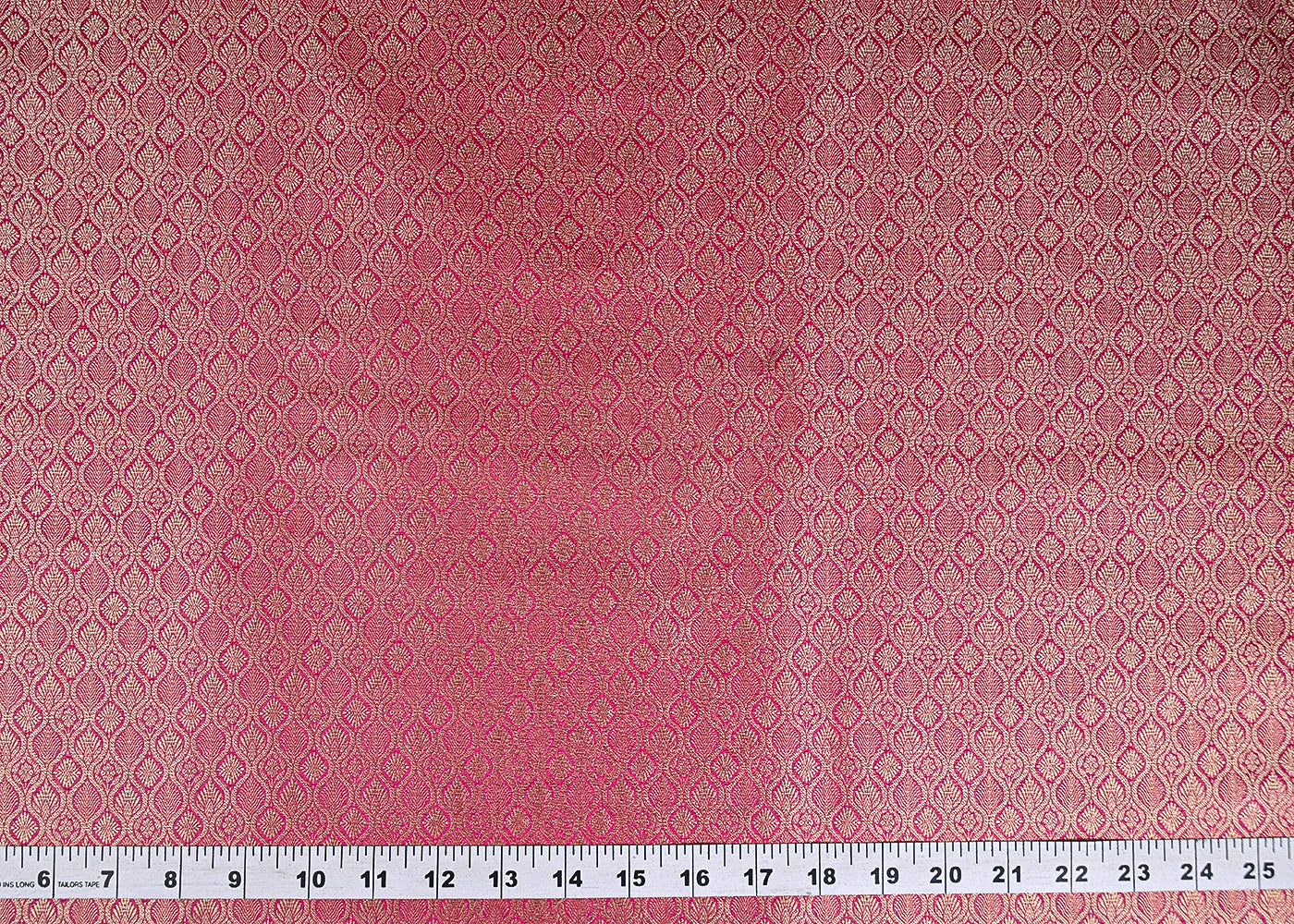 Pink Banarasi Brocade Fabric With Zari Handloom 20198