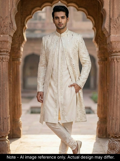 The Virasat – Unstitched White Regal Menswear Fabric 20200