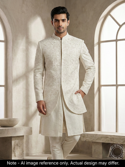 The Virasat - Unstitched White Regal Menswear Fabric 20205
