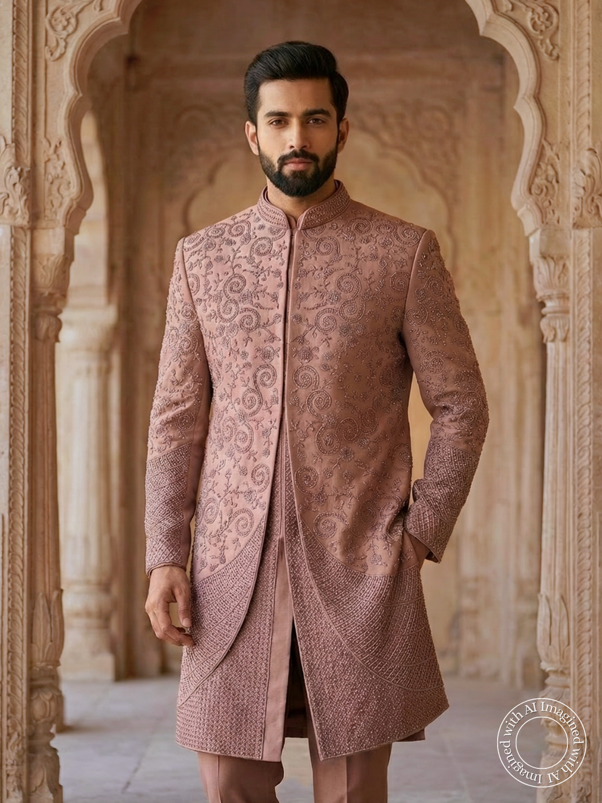 The Virasat – Unstitched Onion Regal Menswear Fabric 20206