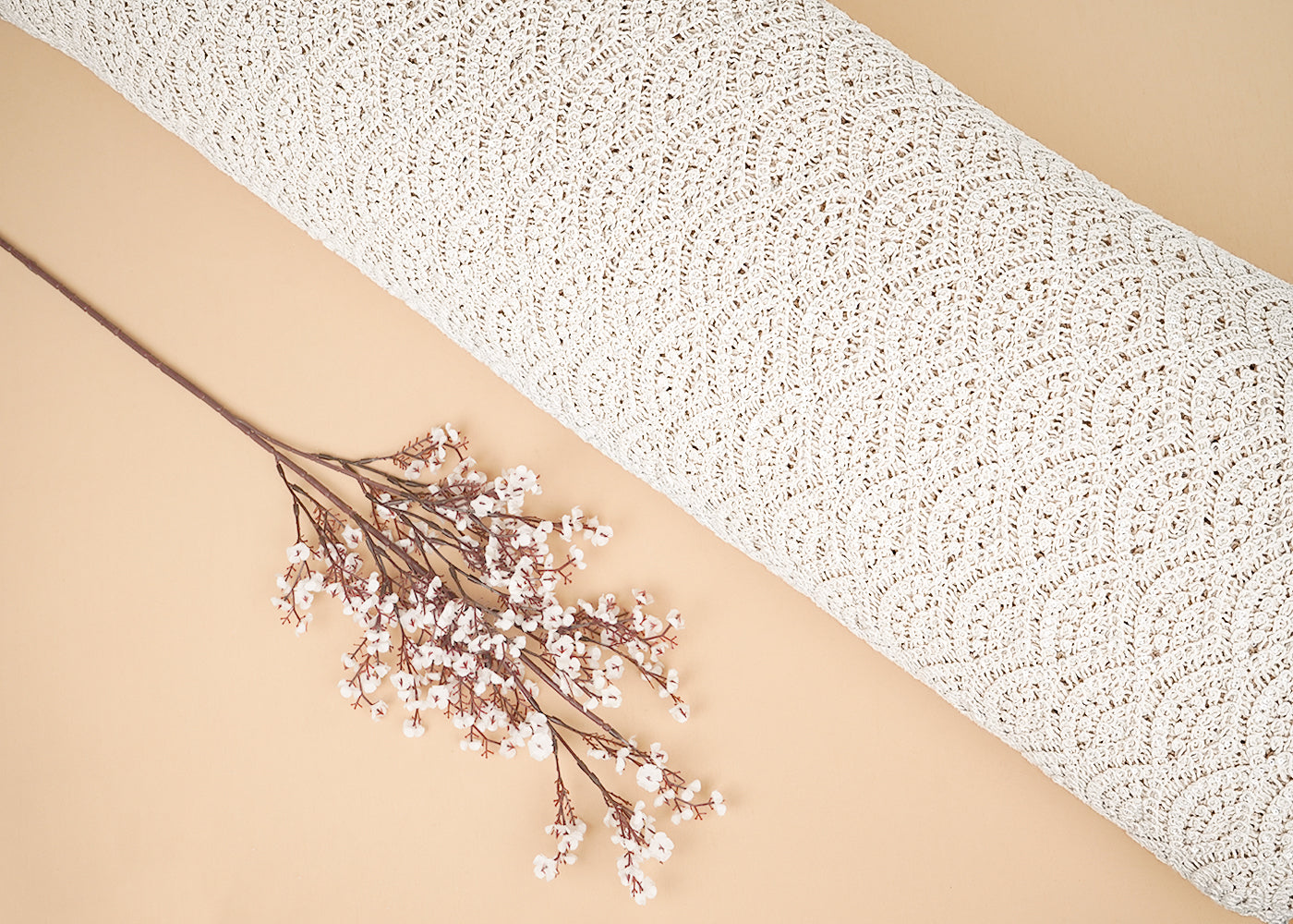 Off White Crochet Fabric With Abstract Pattern Of Thread 20217