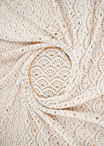 Off White Crochet Fabric With Abstract Pattern Of Thread 20217