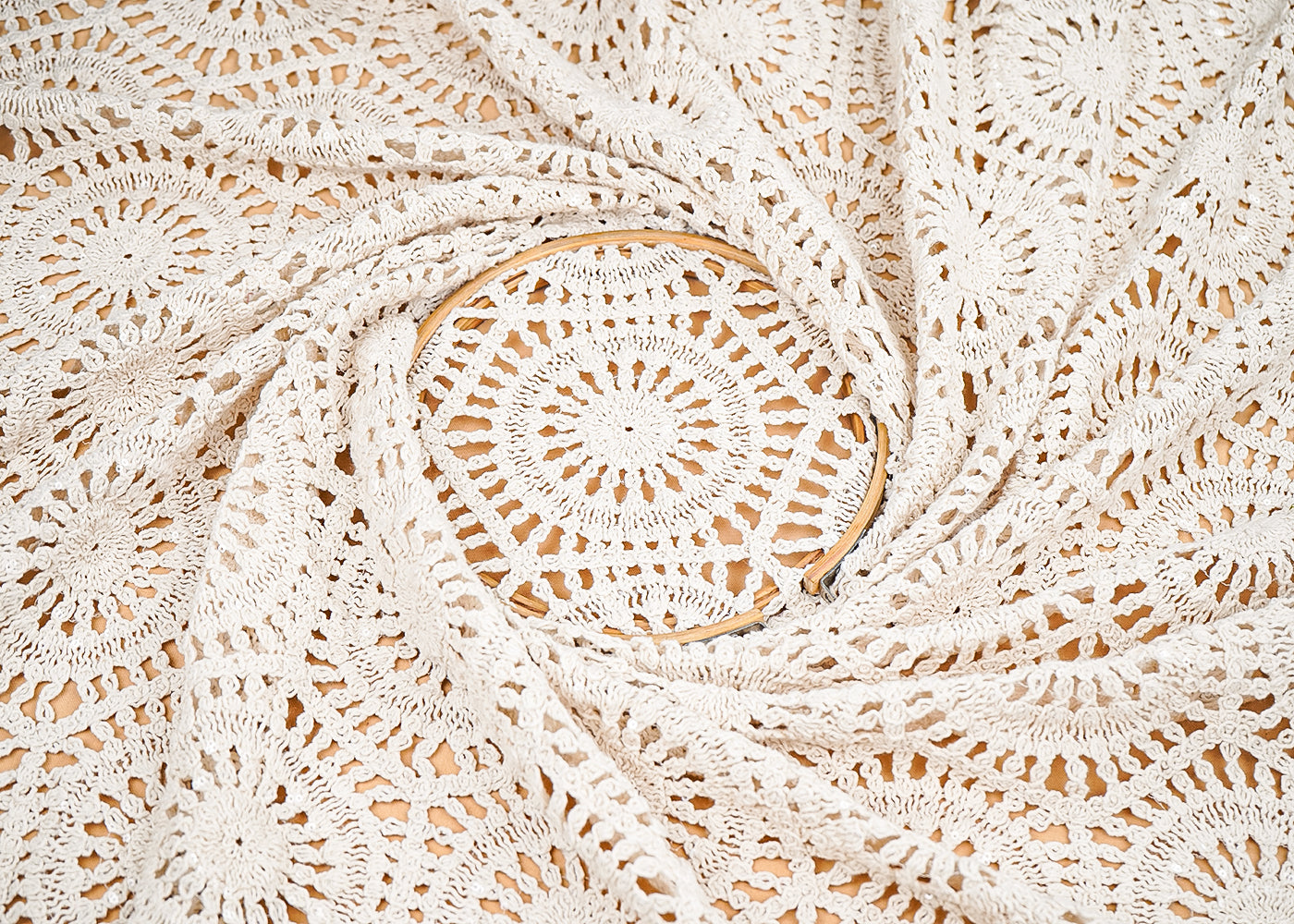 Off White Crochet Fabric With Abstract Pattern Of Thread 20219