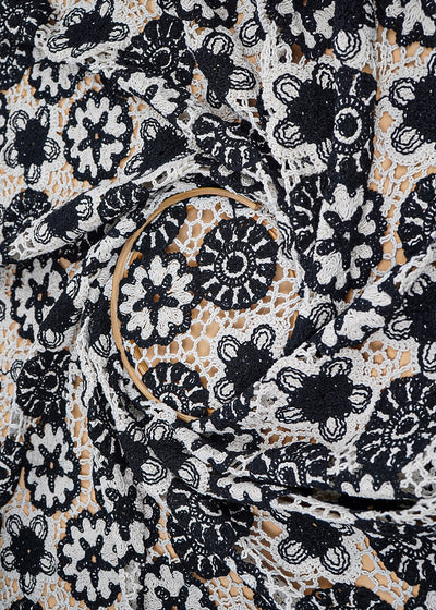 Black Crochet Fabric With Abstract Pattern Of Thread 20220
