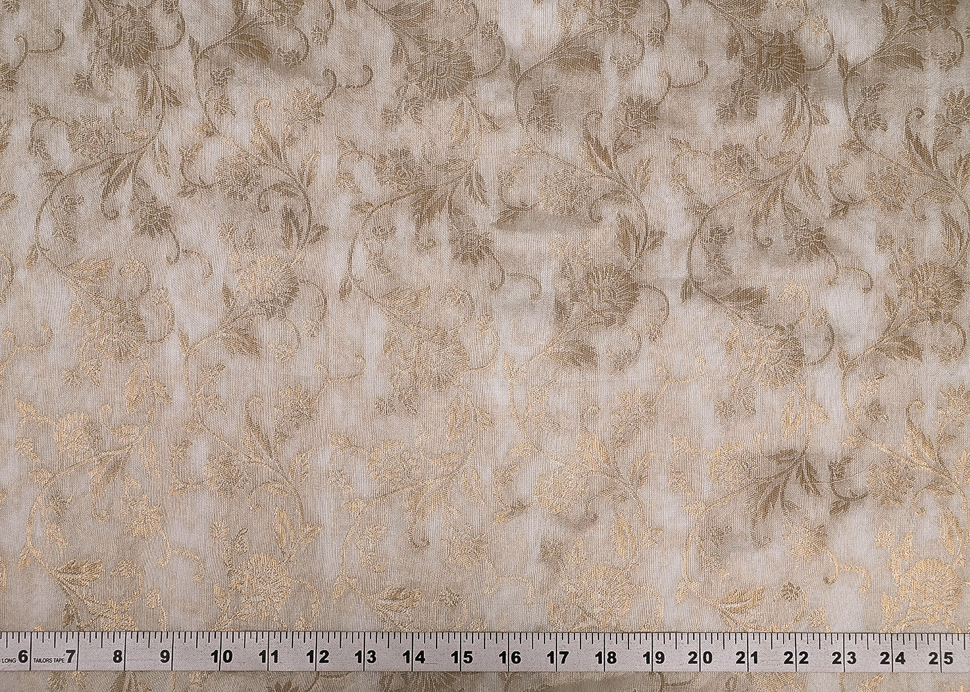 White Dyeable Silk Fabric With All Over Zari Handloom 20239