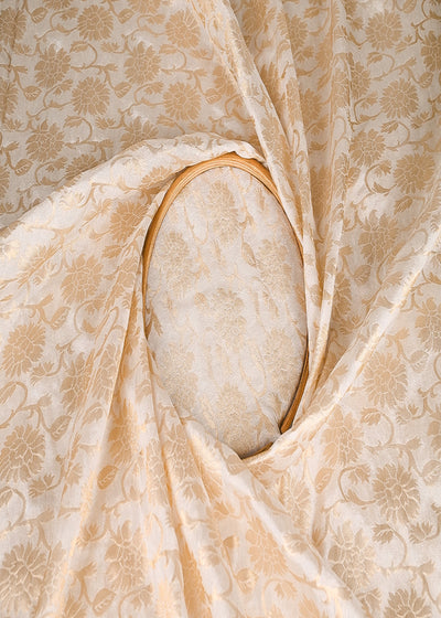 White Dyeable Silk Fabric With All Over Zari Handloom 20240