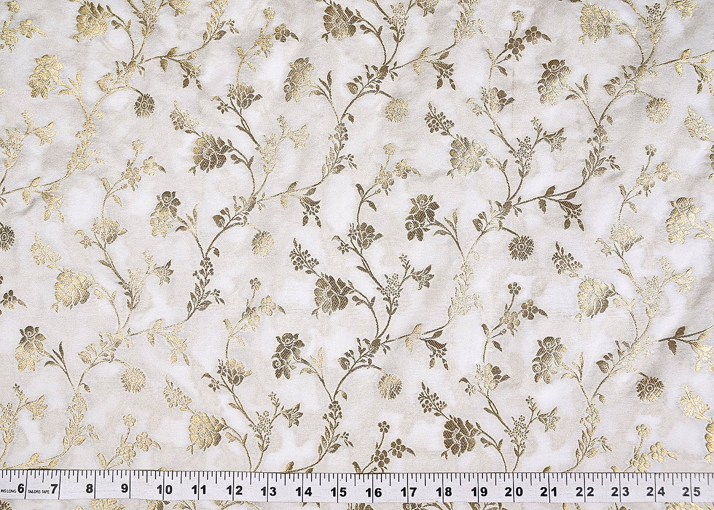 White  Silk Fabric With Allover Jaal Pattern Of Zari Handloom 20284