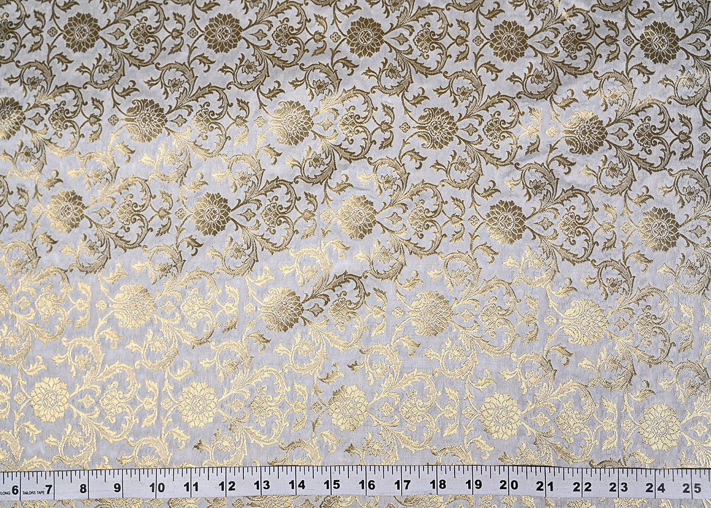 White  Silk Fabric With Allover Jaal Pattern Of Zari Handloom 20285